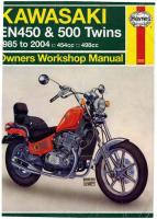 Kawasaki EN450 & 500 Twins (Ltd Vulcan) 1985 - 2004  Repair Manual 2053 (Haynes Manuals)